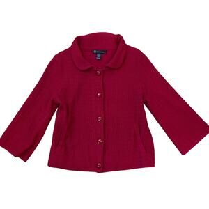 Vintage Y2K INC Silk Blend Button Up Jacket 3/4 Sleeve Collared sz Large Cottage